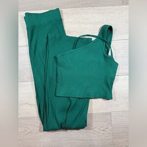 Tiger friday crop top and wide legged pants evergreen stretchy womens medium